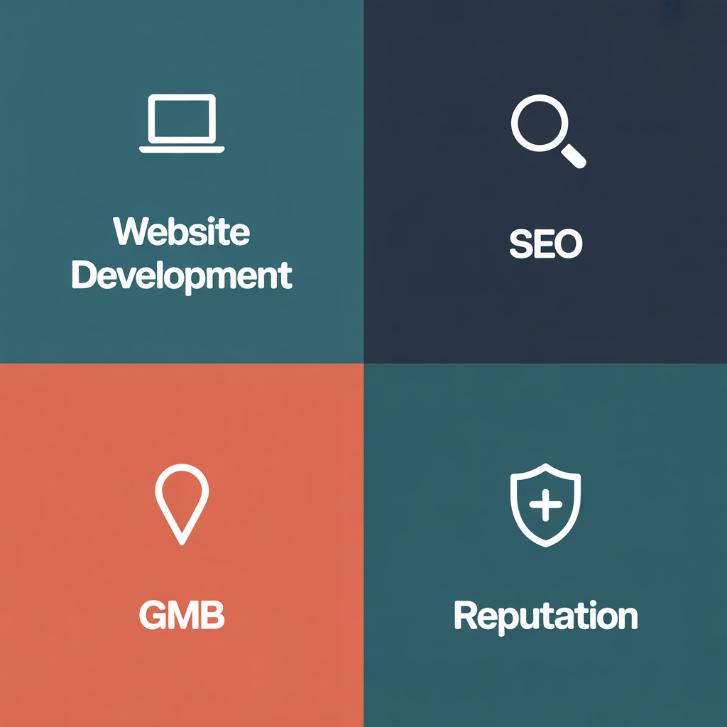 ideogram v3.0 Four square boxes arranged in a 2x2 grid. Each box has a simple icon above the s 0